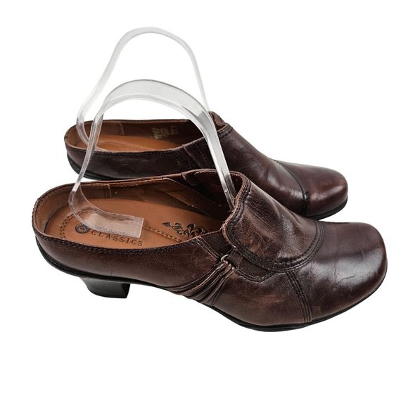 Earth Spirit Classics Shoes Womens 10 Slip On Clog Heels Emma Brown Leather - Picture 6 of 8